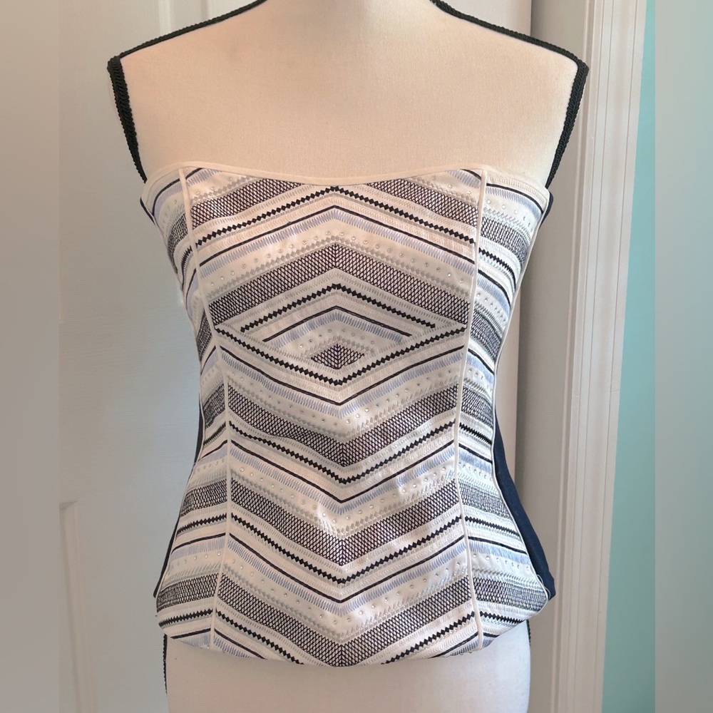 White House Black Market light blue and navy blue bustier -size 4